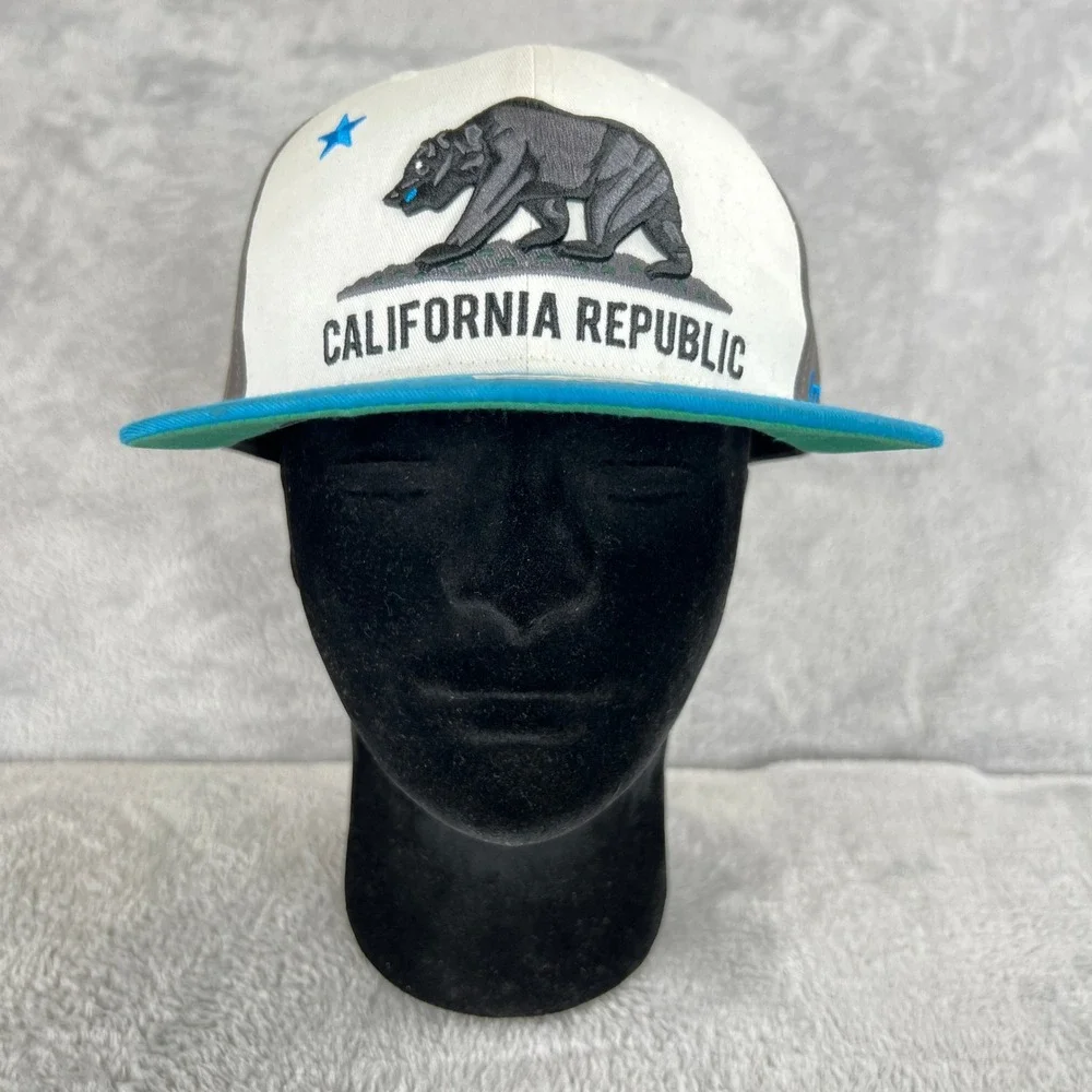 47 Brand California Republic Snapback Hat Teal White Bear Flag Cali Streetwear